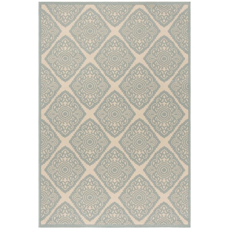Safavieh 5 ft. 1 in. x 7 ft. 6 in. Linden 100 Contemporary Medium Rectangular Area Rug Cream & Aqua LND132L-5